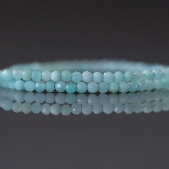 2mm Peruvian Amazonite Beads - Tiny Faceted Round Natural Gemstone 15" Strand