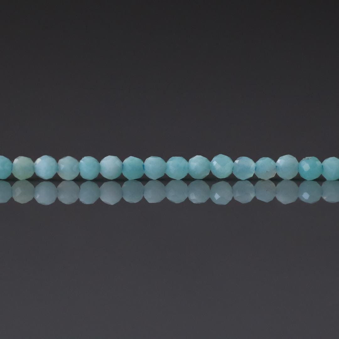 2mm Peruvian Amazonite Beads - Tiny Faceted Round Natural Gemstone 15" Strand
