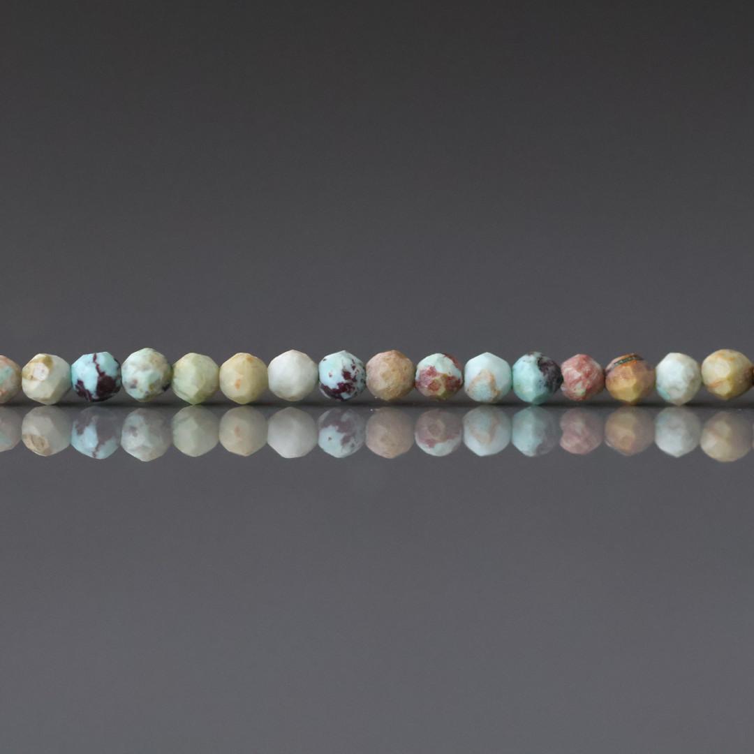 2mm Peruvian Turquoise Beads ‚Äì Tiny Faceted Round Natural Gemstone 15" Strand