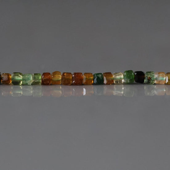 2mm Petro Tourmaline Cube Beads Green Yellow Faceted Beads 7" Sparkly Gemstone Beads for DIY Jewelry Making Gift October Birthstone