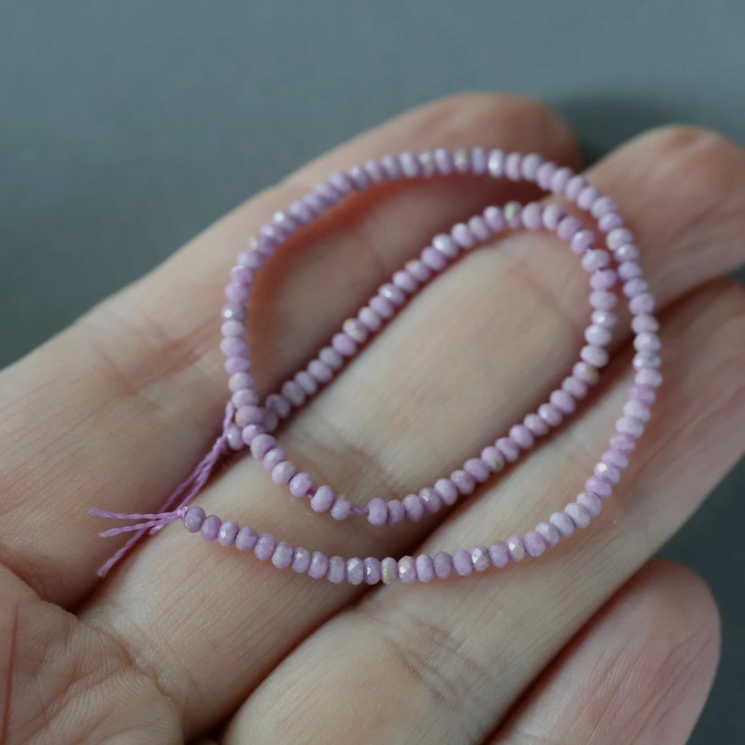 2mm Phosphosiderite Beads - Tiny Faceted Rondelle Natural Gemstone 7" Strand