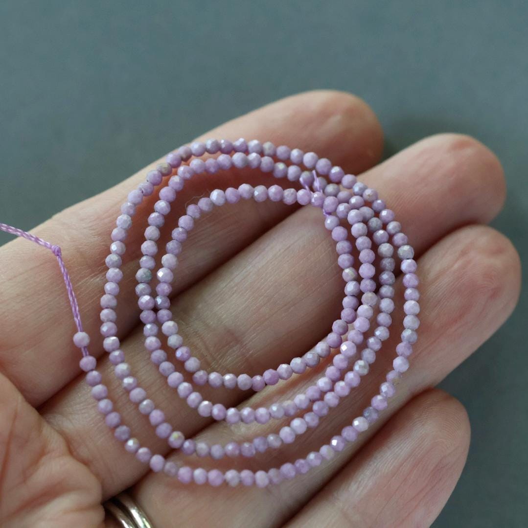 2mm Phosphosiderite Beads - Tiny Faceted Rondelle Natural Gemstone 7" Strand