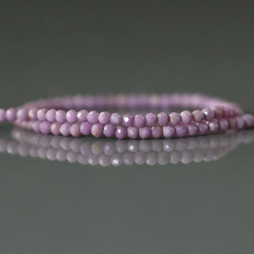 2mm Phosphosiderite Beads - Tiny Faceted Rondelle Natural Gemstone 7" Strand