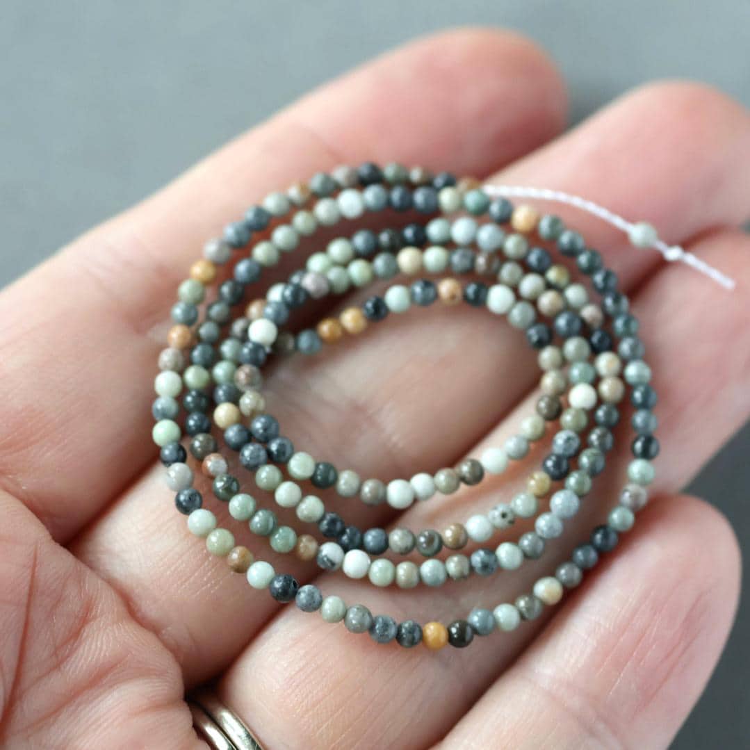 2mm Picasso Jasper Beads ‚Äì Tiny Smooth Round Natural Gemstone 15" Strand