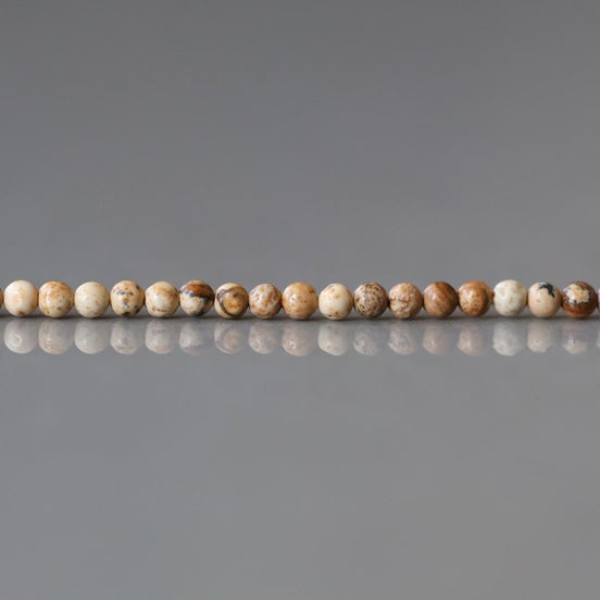 2mm Picture Jasper Smooth Beads Genuine Small Tiny Picture Jasper Beads 15" Gemstone Beads for Jewelry Making Beading Gift Crafter
