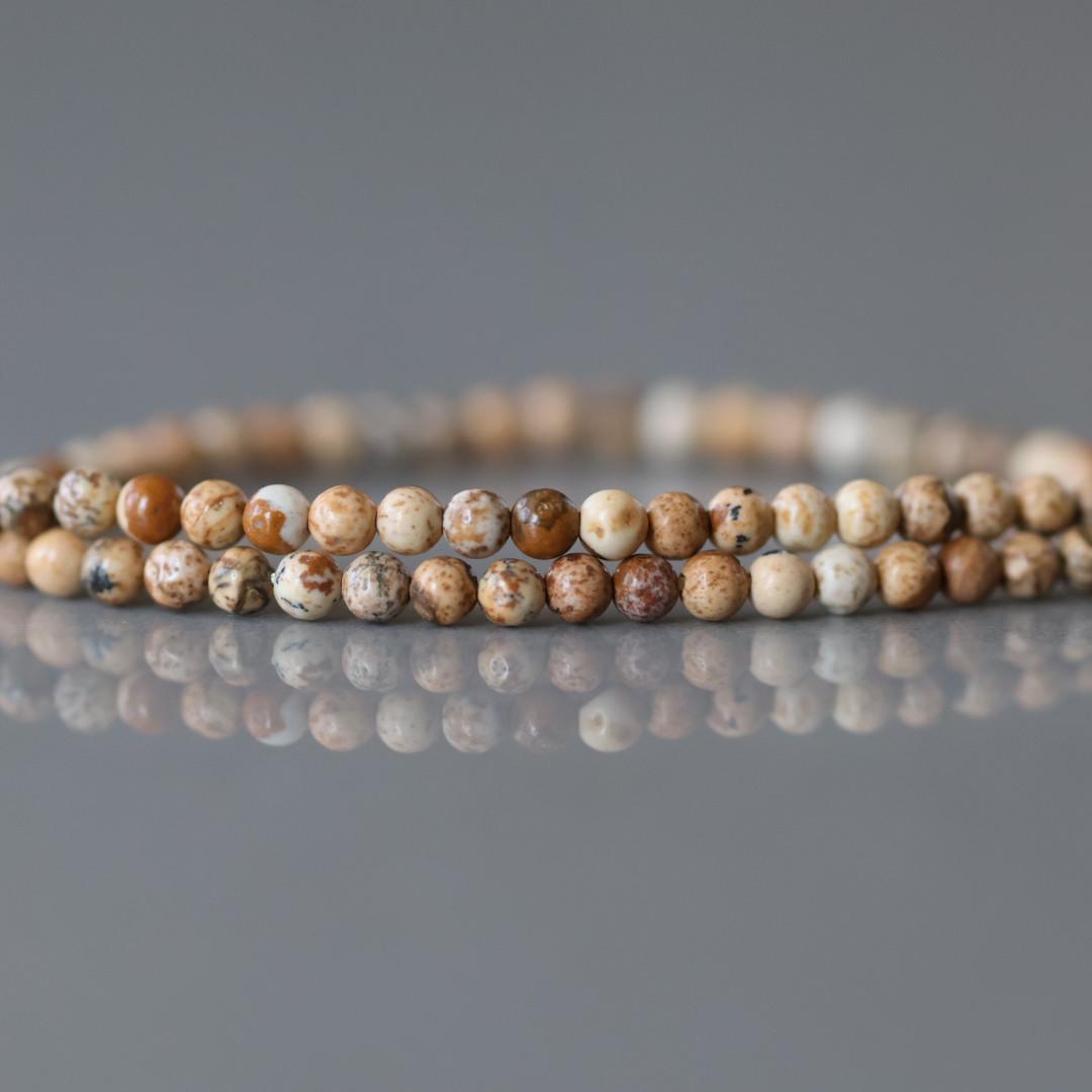 2mm Picture Jasper Smooth Beads Genuine Small Tiny Picture Jasper Beads 15" Gemstone Beads for Jewelry Making Beading Gift Crafter