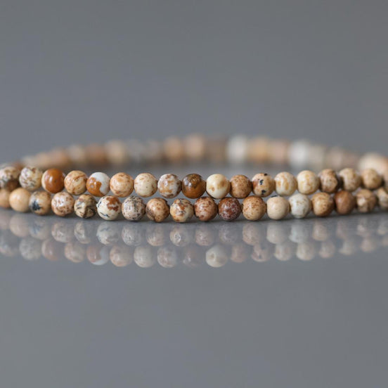 2mm Picture Jasper Smooth Beads Genuine Small Tiny Picture Jasper Beads 15" Gemstone Beads for Jewelry Making Beading Gift Crafter