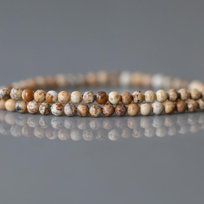 2mm Picture Jasper Beads ‚Äì Tiny Smooth Round Natural Gemstone 15" Strand