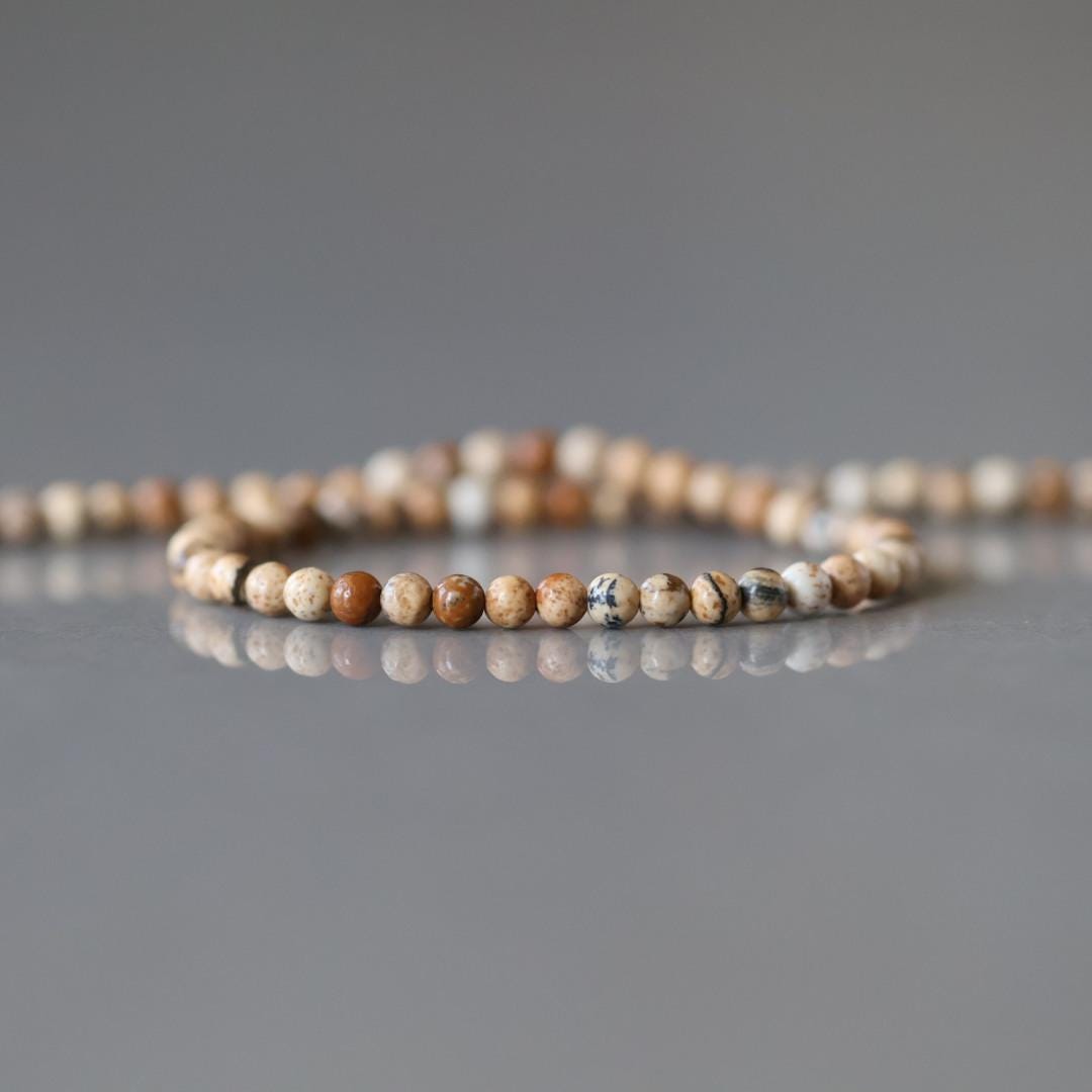 2mm Picture Jasper Beads ‚Äì Tiny Smooth Round Natural Gemstone 15" Strand