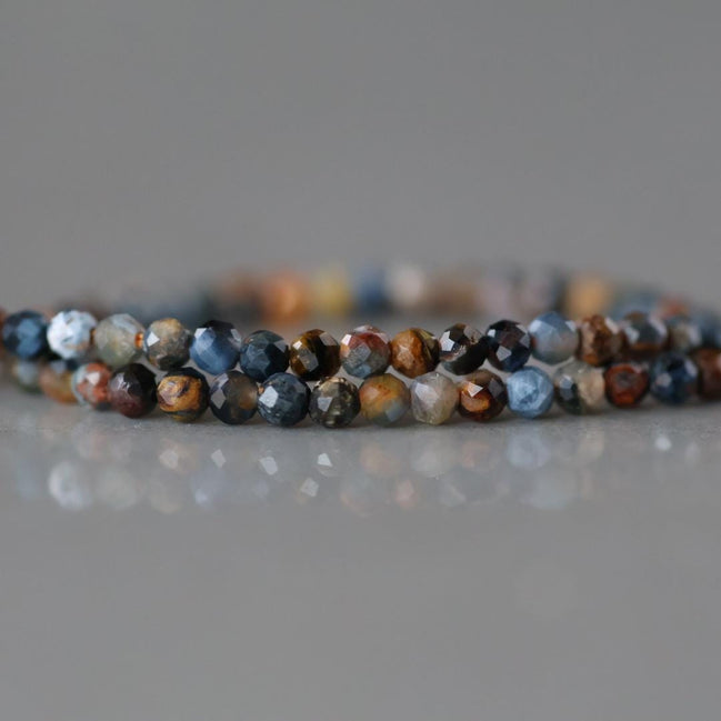 2mm Pietersite Micro Faceted Beads Round Genuine Beads 15" Sparkly Gemstone Beads for Jewelry Making Crafter Gift