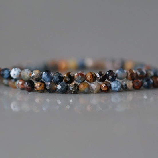 2mm Pietersite Micro Faceted Beads Round Genuine Beads 15" Sparkly Gemstone Beads for Jewelry Making Crafter Gift