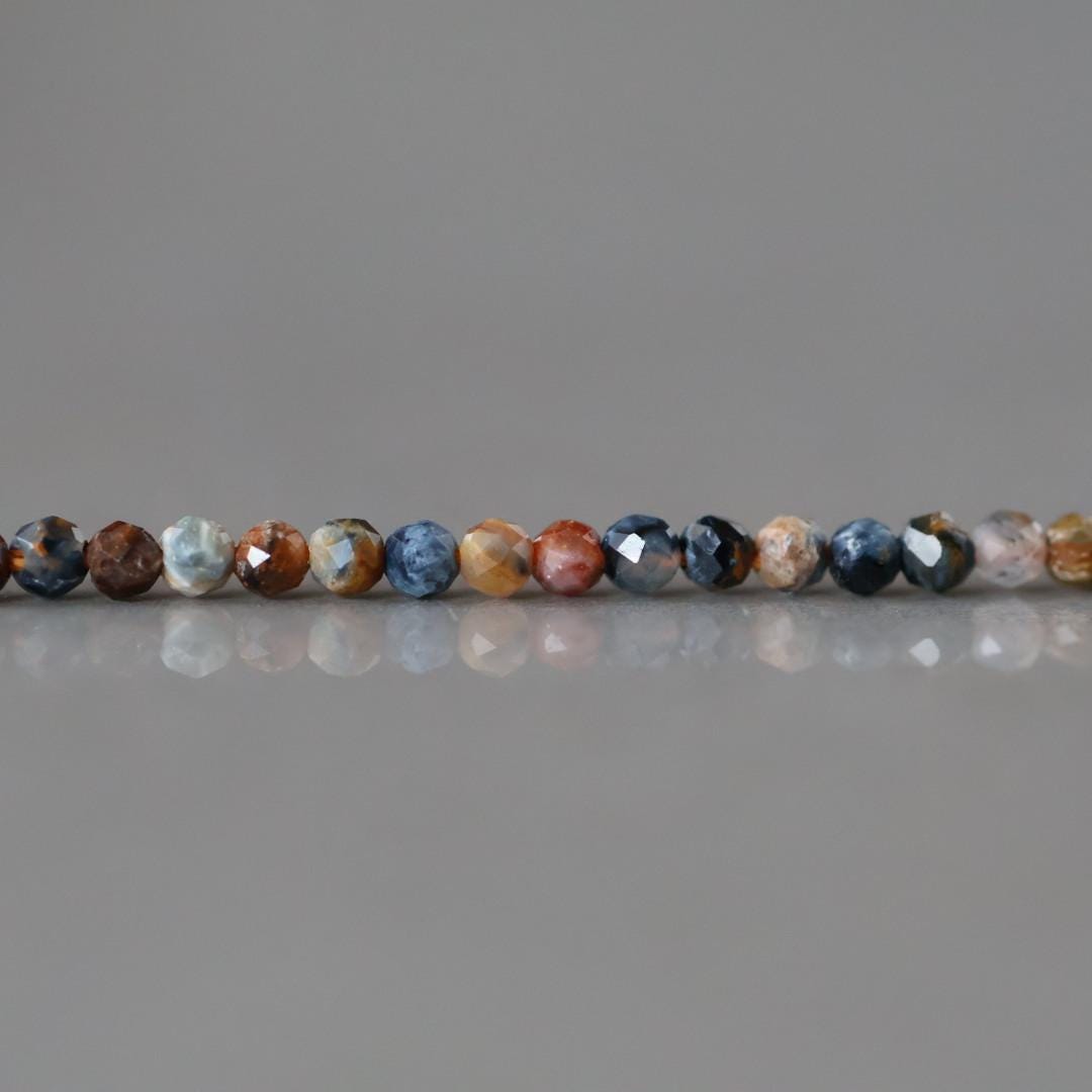 2mm Pietersite Micro Faceted Beads Round Genuine Beads 15" Sparkly Gemstone Beads for Jewelry Making Crafter Gift