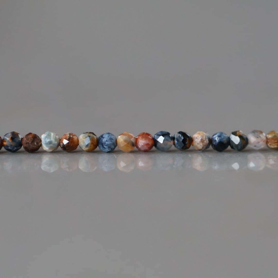 2mm Pietersite Beads ‚Äì Tiny Faceted Round Natural Gemstone 15" Strand