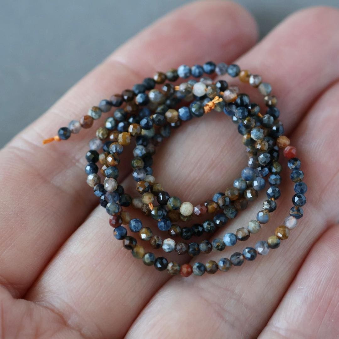 2mm Pietersite Beads ‚Äì Tiny Faceted Round Natural Gemstone 15" Strand