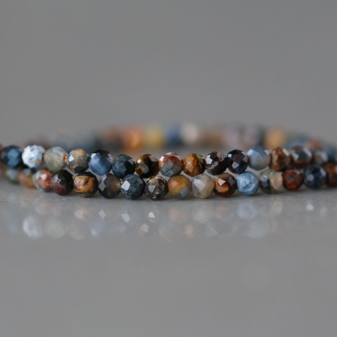 2mm Pietersite Beads ‚Äì Tiny Faceted Round Natural Gemstone 15" Strand