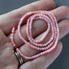 2mm Pink Angelite Cube Beads - Tiny Faceted Cube Natural Gemstone 15" Strand