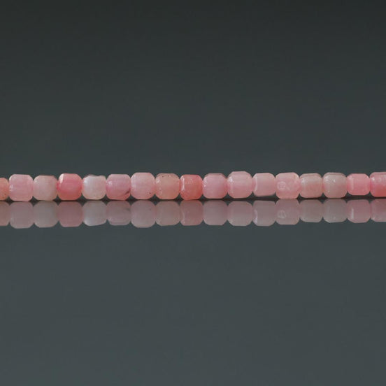 2mm Pink Angelite Cube Beads - Tiny Faceted Cube Natural Gemstone 15" Strand