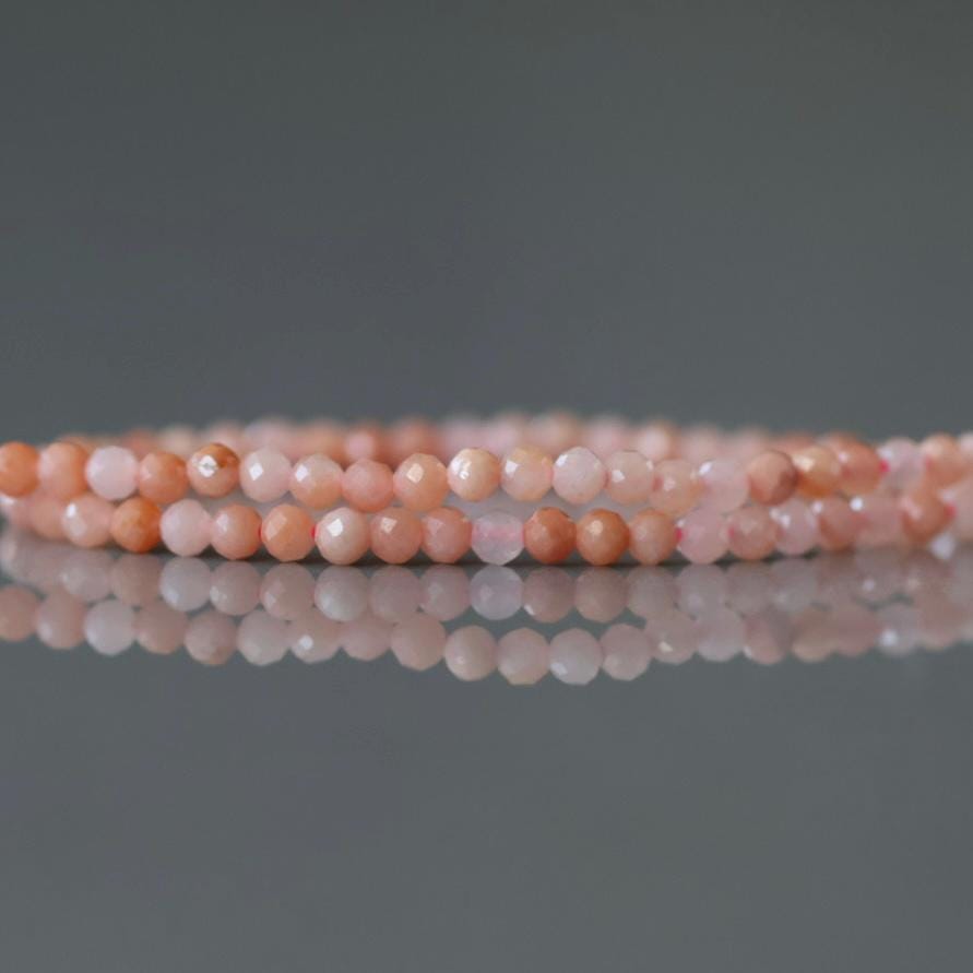 2mm Pink Aventurine Beads ‚Äì Tiny Faceted Round Natural Gemstone 15" Strand
