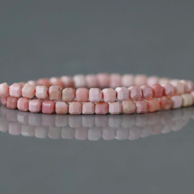 2mm Pink Jasper Cube Beads Genuine Small Pink Jasper Beads 15" Gemstone Beads for Jewelry Making Beading Gift for Crafter Seed Beads