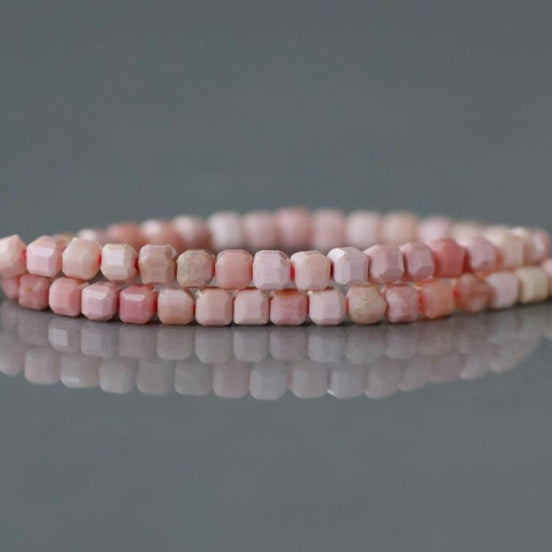 2mm Pink Jasper Cube Beads Genuine Small Pink Jasper Beads 15" Gemstone Beads for Jewelry Making Beading Gift for Crafter Seed Beads