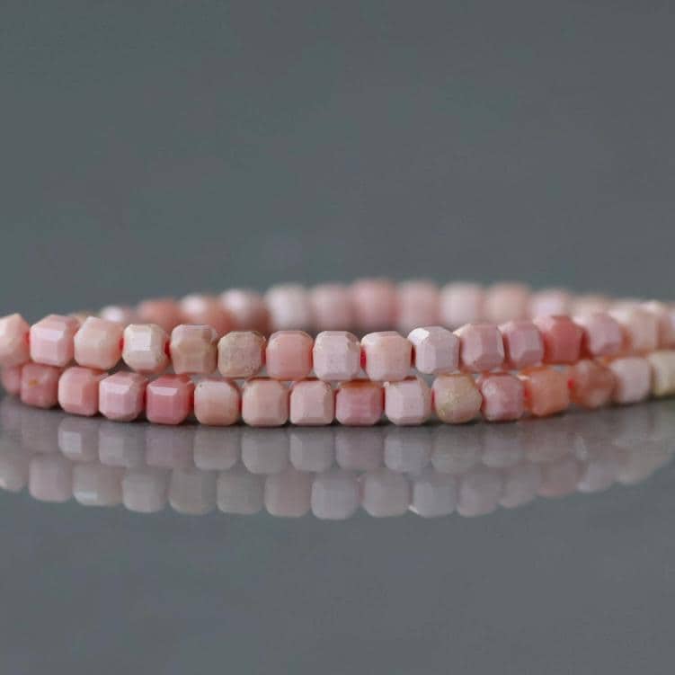 2mm Pink Jasper Beads – Tiny Smooth Cube Natural Gemstone 15" Strand