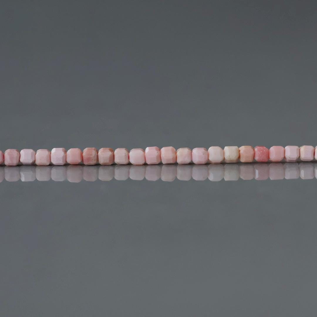2mm Pink Jasper Beads – Tiny Smooth Cube Natural Gemstone 15" Strand