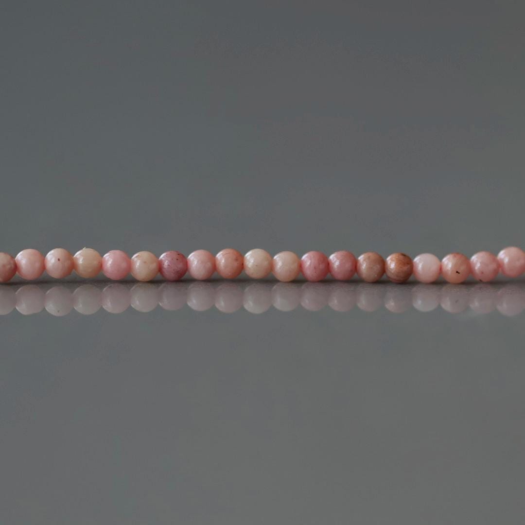2mm Pink Petrified Wood Jasper Beads ‚Äì Tiny Smooth Round Natural Gemstone 15" Strand