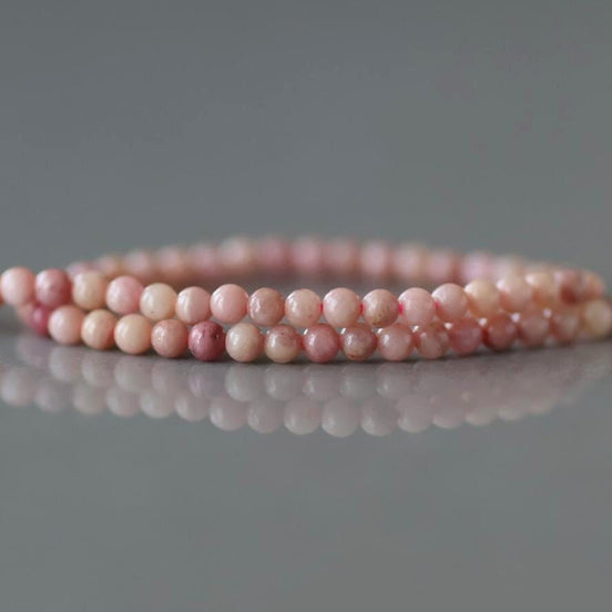 2mm Pink Petrified Wood Jasper Beads ‚Äì Tiny Smooth Round Natural Gemstone 15" Strand