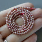 2mm Pink Petrified Wood Jasper Beads ‚Äì Tiny Smooth Round Natural Gemstone 15" Strand