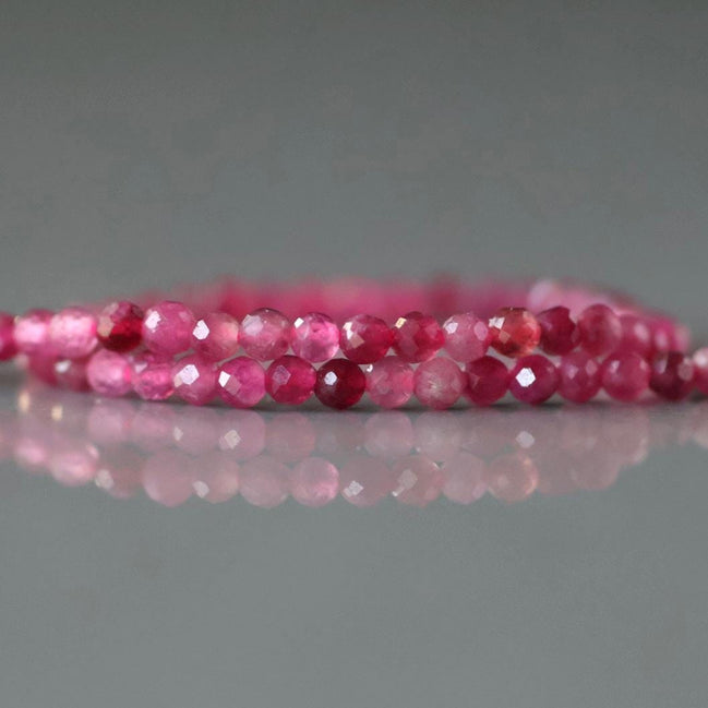 2mm Pink Rubellite Beads Tourmaline Faceted Beads 15" Strand Sparkly Gemstone Spacer Beads Jewelry Making Beading Gift October Birthstone