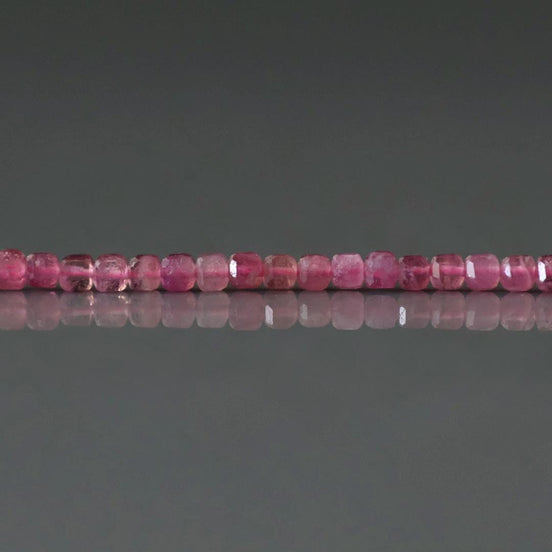 2mm Pink Tourmaline Cube Beads 15" Transparent Gemstone Beads for Jewelry Making Beading Gift for Crafters October Birthstone