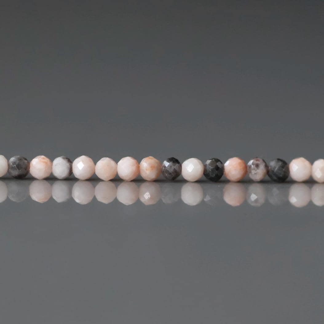 2mm Pink Zebra Jasper Beads - Tiny Round Faceted Natural Gemstone 15" Strand