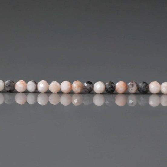 2mm Pink Zebra Jasper Beads - Tiny Round Faceted Natural Gemstone 15" Strand