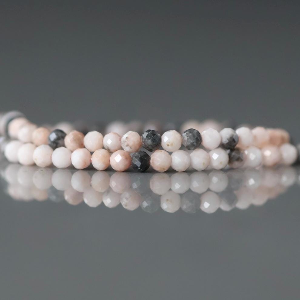 2mm Pink Zebra Jasper Beads - Tiny Round Faceted Natural Gemstone 15" Strand