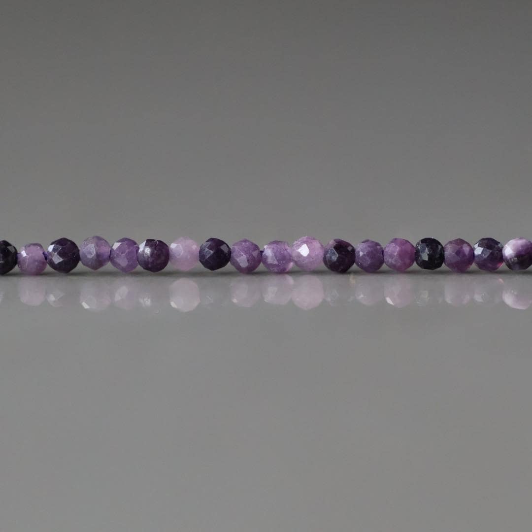 2mm Purple Fluorite Beads - Tiny Faceted Round Natural Gemstone 15" Strand