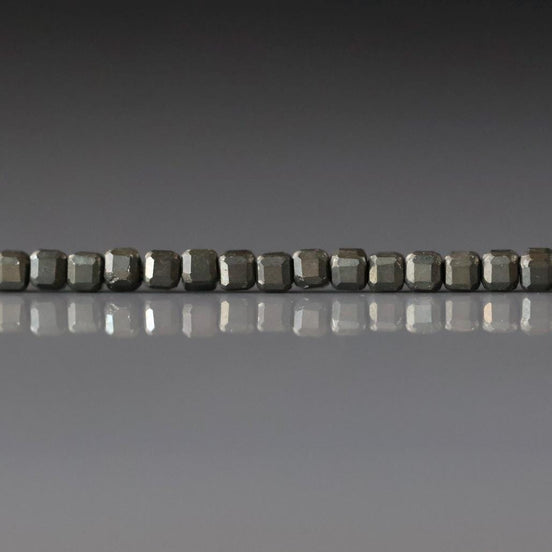 2mm Pyrite Cube Beads – Tiny Natural Gemstone 15" Strand