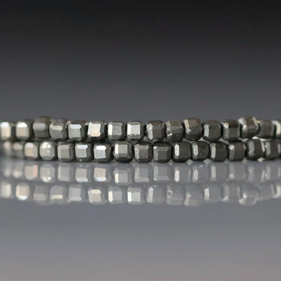 2mm Pyrite Cube Beads ‚Äì Tiny Natural Gemstone 15" Strand