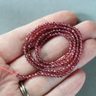 2mm Pyrope Garnet Beads - Tiny Faceted Round Natural Gemstone 15" Strand