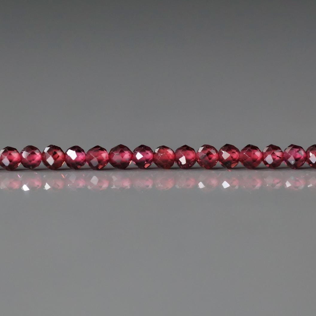 2mm Pyrope Garnet Beads - Tiny Faceted Round Natural Gemstone 15" Strand