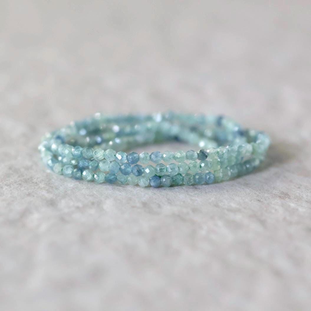 2mm Rare Blue Mint Green Kyanite Beads Faceted Round Natural Gemstone for DIY Jewelry Making Beading Supplies