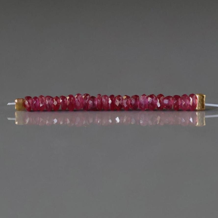 2mm Rare Mozambique Ruby Rondelle Beads Faceted Tiny AAA Ruby Gemstone Beads Gift July Birthstone DIY Jewelry Making Earrings, Necklace