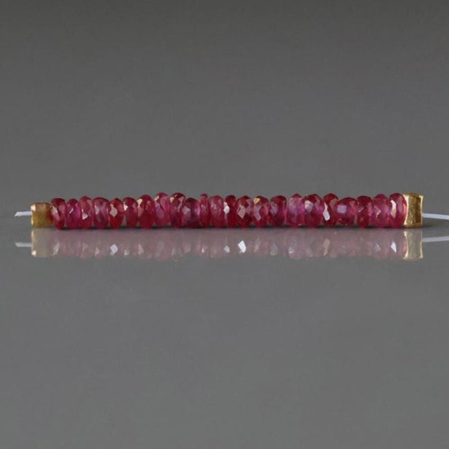 2mm Rare Mozambique Ruby Rondelle Beads Faceted Tiny AAA Ruby Gemstone Beads Gift July Birthstone DIY Jewelry Making Earrings, Necklace