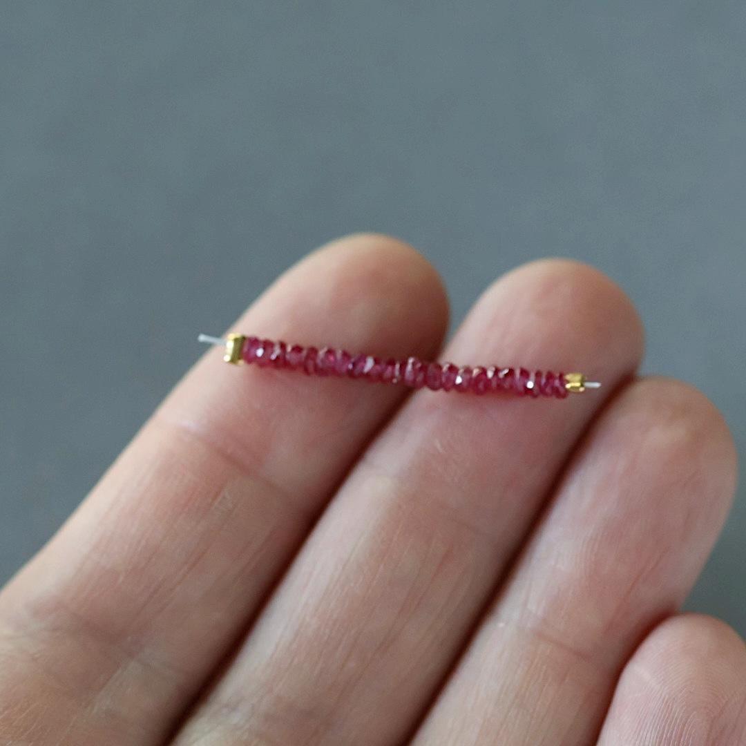 2mm Rare Mozambique Ruby Rondelle Beads Faceted Tiny AAA Ruby Gemstone Beads Gift July Birthstone DIY Jewelry Making Earrings, Necklace