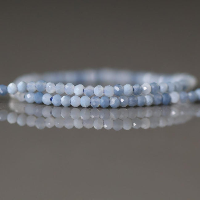 1.9mm 2mm Oregon Owyhee Blue Opal Cube Beads Strand 7" Faceted Genuine Gemstone Beads Natural Opal for Jewelry Making Beading Craft Gift