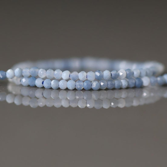 1.9mm 2mm Oregon Owyhee Blue Opal Cube Beads Strand 7" Faceted Genuine Gemstone Beads Natural Opal for Jewelry Making Beading Craft Gift