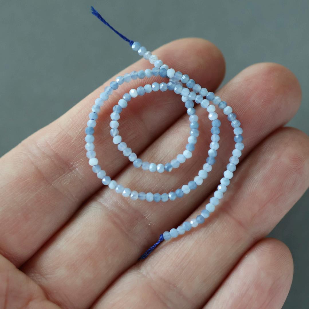 2mm Rare Oregon Owyhee Blue Opal Cube Beads 7" - Tiny Natural Gemstone