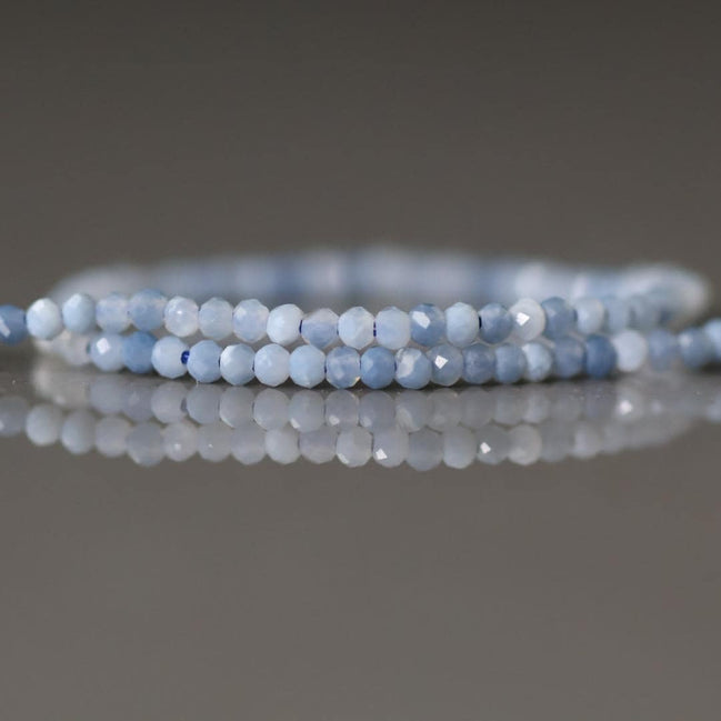 2mm Rare Oregon Owyhee Blue Opal Cube Beads 7" - Tiny Natural Gemstone