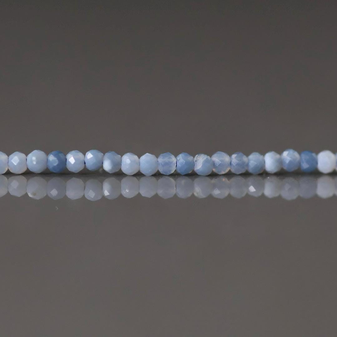 2mm Rare Oregon Owyhee Blue Opal Cube Beads 7" - Tiny Natural Gemstone
