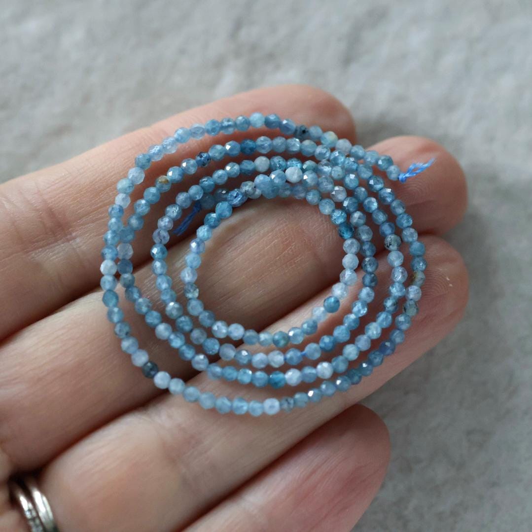 2mm Rare Paraiba Kyanite Beads Faceted Round Natural Gemstone for DIY Jewelry Making Beading Supplies