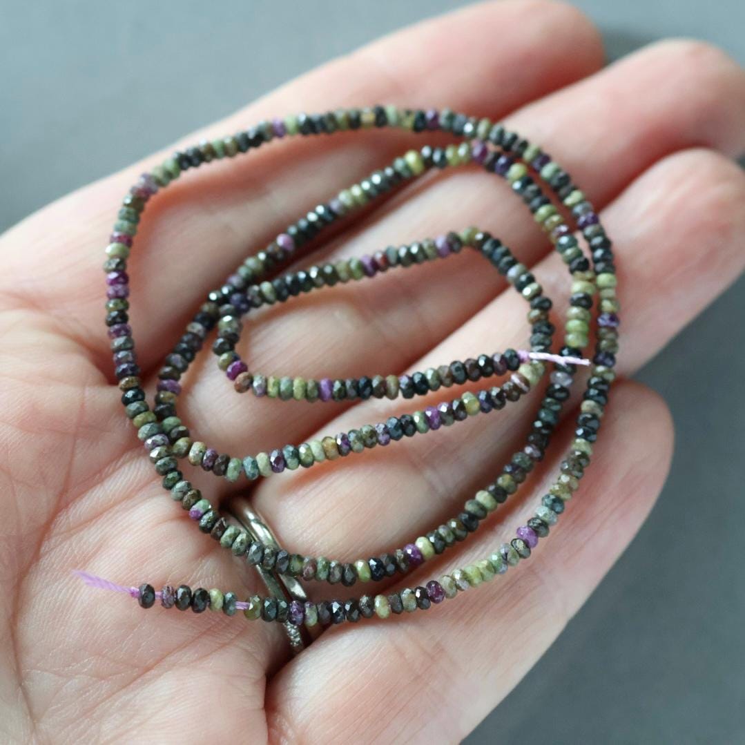 2mm Rare Stichtite Atlantasite Faceted Beads 7” Purple Green Genuine Gemstone Beads Serpentine for Jewelry Making Beading Craft Gift Beads